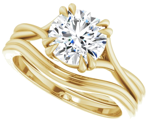 Sužadėtuvių Žiedas „Double Claw-Prong Solitaire Criss-Cross“ 14k yellow gold Round 7.4mm (10)