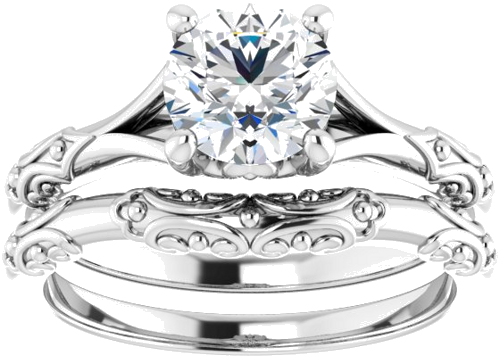 14K White 6.5 mm Round Solitaire Engagement Ring Mounting (8)