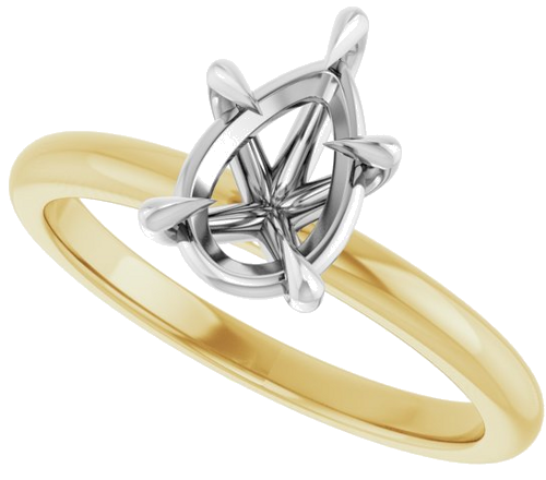 Sužadėtuvių Žiedas „Claw-Prong“ 14k yellow/white gold Pear 9mm x 6mm (5)