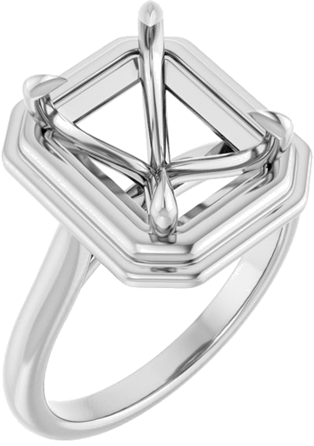 Sužadėtuvių Žiedas „Claw-Prong Solitaire“ 14k white gold Emerald 10mm x 8mm (1)