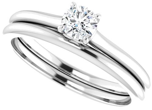 14K White  4.1 mm Round Solitaire Engagement Ring Mounting (10)