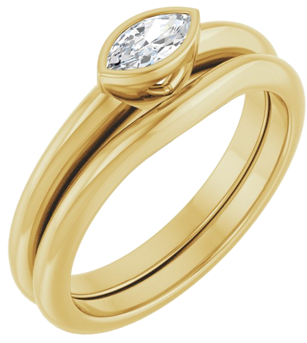 Sužadėtuvių Žiedas „Bezel-Set Solitaire“ 10k yellow gold Marquise 6mm x 3mm (6)
