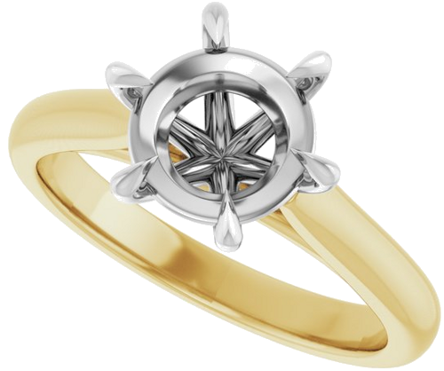 Sužadėtuvių Žiedas „Claw-Prong“ 18k yellow/white gold Round 8.2mm (5)