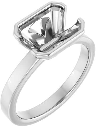 Sužadėtuvių Žiedas „Half-Bezel Solitaire“ 950 Platinos Emerald 9mm x 7mm (1)