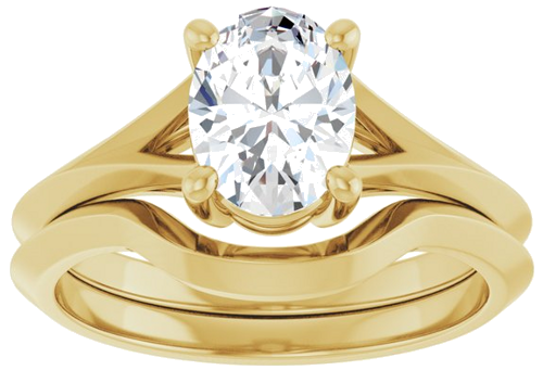 Sužadėtuvių Žiedas „Solitaire Split Shank“ 14k yellow gold Oval 8mm x 6mm (8)