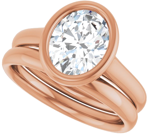 Sužadėtuvių Žiedas „Bezel-Set Solitaire“ 14k rose gold Oval 9mm x 7mm (10)
