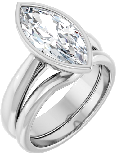 Sužadėtuvių Žiedas „Bezel-Set Solitaire“ 10k white gold Marquise 15mm x 7mm (6)