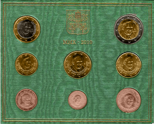 2010 Vatikanas Benediktas XVI BU Euro monetų rinkinys (2)