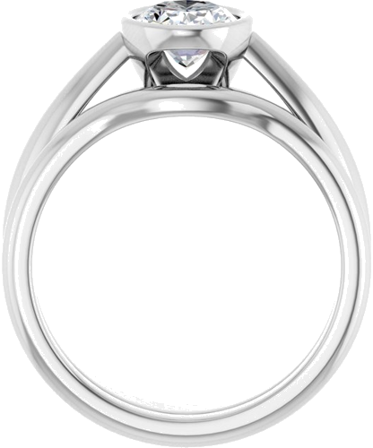 Sužadėtuvių Žiedas „Bezel-Set Solitaire“ 14k white gold Oval 8mm x 6mm (7)