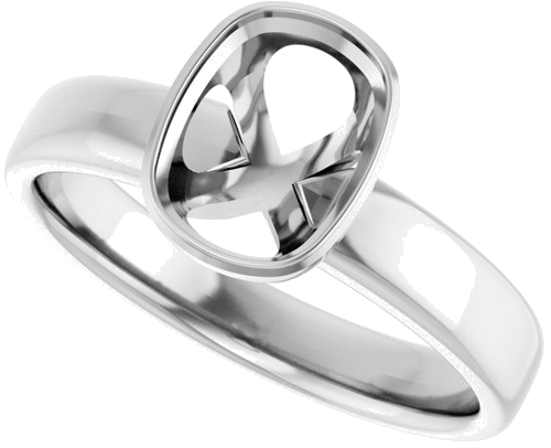 Sužadėtuvių Žiedas „Bezel-Set Solitaire“ 14k white gold Elongated Cushion 8mm x 6mm (5)