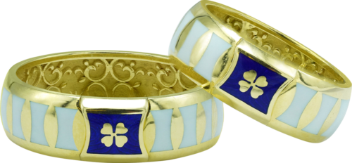 Gold wedding rings with Limoges ceramic (1)