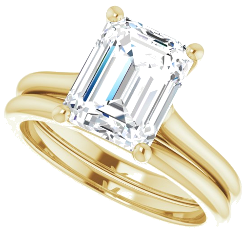 Sužadėtuvių Žiedas „Solitaire“ 585 Geltonojo Aukso Emerald 9mm x 7mm (10)