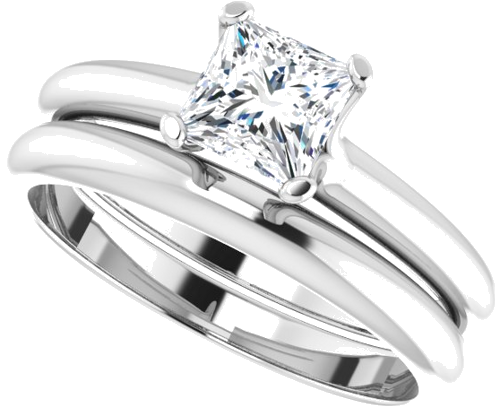 Sužadėtuvių Žiedas „Solitaire“ 14k white gold Square 5mm (10)