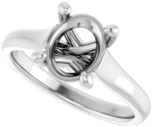 Sužadėtuvių Žiedas „Solitaire“ 585 Baltojo Aukso Oval 9mm x 7mm (5)