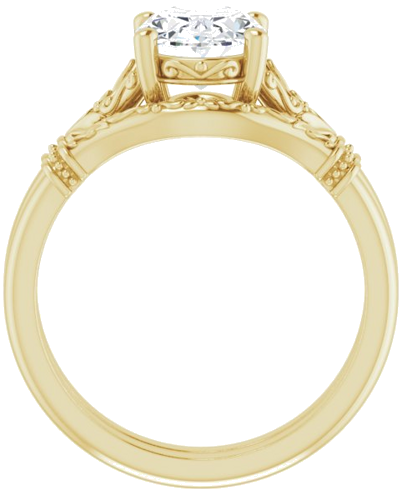 Sužadėtuvių Žiedas „Sculptural“ 14k yellow gold Oval 9mm x 7mm (7)