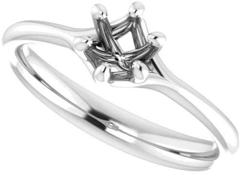 14K White 4.8 mm Round Engagement Ring Mounting (5)