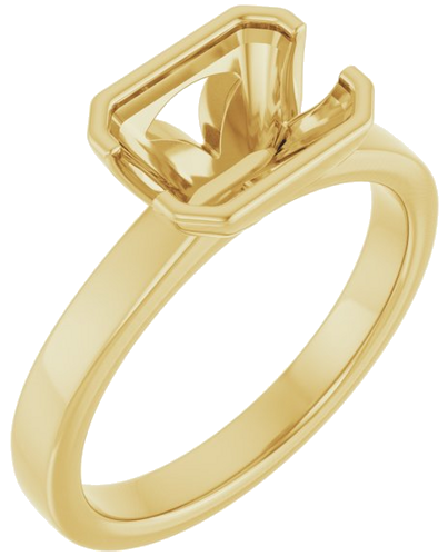 Sužadėtuvių Žiedas „Half-Bezel Solitaire“ 14k yellow gold Emerald 8mm x 6mm (1)