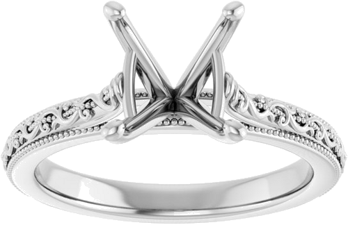 Sužadėtuvių Žiedas „Solitaire Sculptural“ 14k white gold Oval 10mm x 8mm (3)