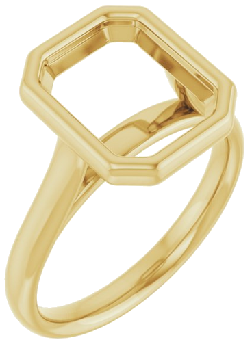 Sužadėtuvių Žiedas „Bezel-Set Solitaire“ 750 Geltonojo Aukso Emerald 10mm x 8mm (1)