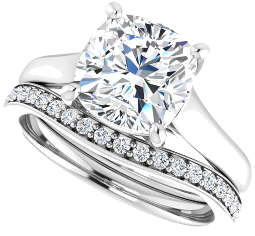 Sužadėtuvių Žiedas „Solitaire“ 14k white gold Cushion 8mm (10)