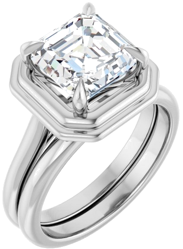 Sužadėtuvių Žiedas „Claw-Prong Solitaire“ 14k white gold Asscher 8mm (6)