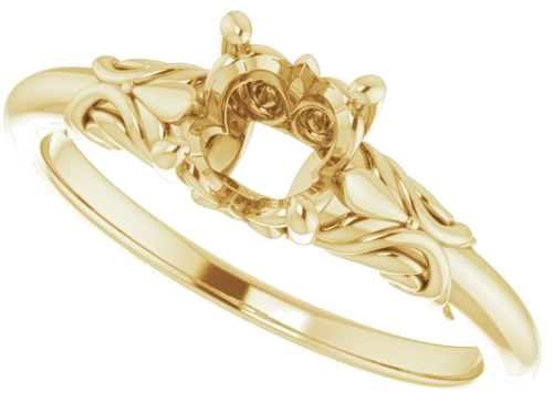 14K Yellow  6 mm Round Solitaire Engagement Ring Mounting (5)