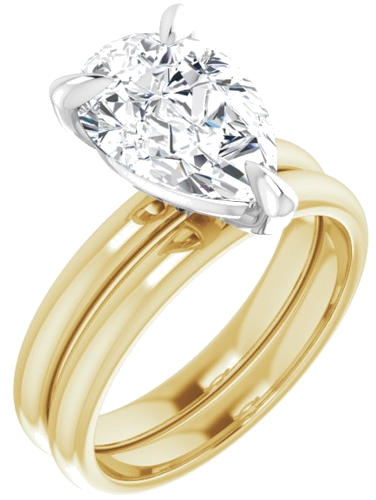 Sužadėtuvių Žiedas „Solitaire“ 585 Baltojo Ir Geltonojo Aukso Pear Shape 12mm x 8mm (5)