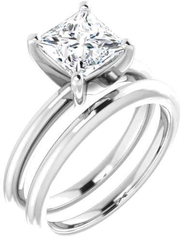 14K White  6.5 mm Square Solitaire Engagement Ring Mounting (6)