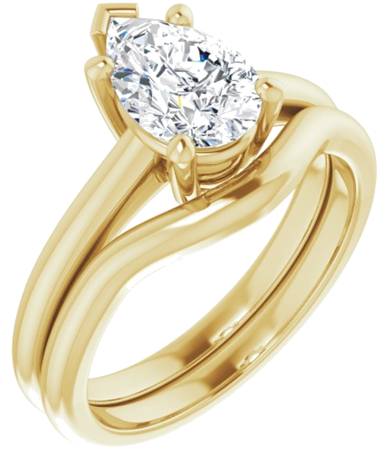 Sužadėtuvių Žiedas „V-End Prong“ 18k yellow gold Pear 9mm x 6mm (6)