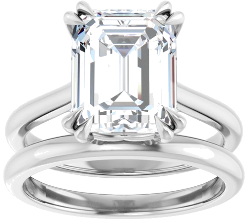 Sužadėtuvių Žiedas „Double Claw-Prong“ 10k white gold Emerald 10mm x 8mm (8)