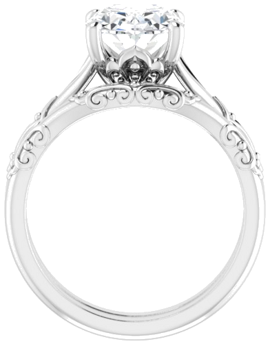 Sužadėtuvių Žiedas „Solitaire Sculptural“ 14k white gold Oval 10mm x 8mm (7)