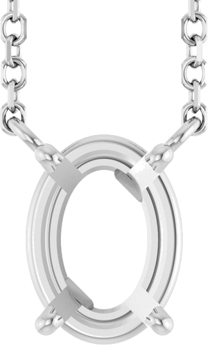 Pakabukas „Solitaire“ 14k white gold Oval 8mm x 6mm (1)