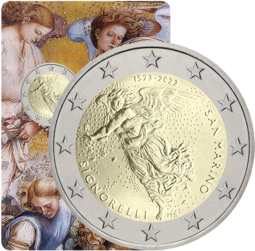 2023 Sanmarīno Sinjoreli 2 eiro BU monēta kartē (1)