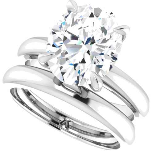 Sužadėtuvių Žiedas „Claw-Prong Solitaire“ 14k white gold Oval 11mm x 9mm (10)