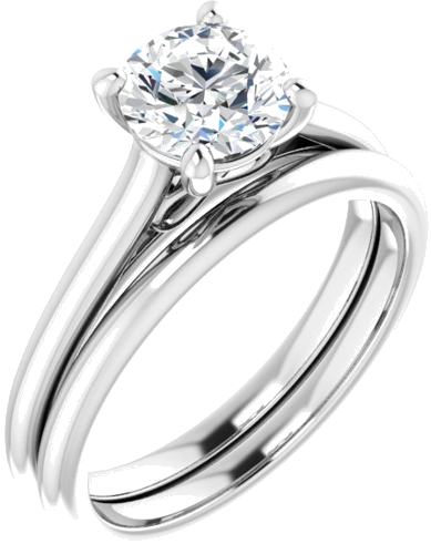 14K White  6.5 mm Round Solitaire Engagement Ring Mounting (6)