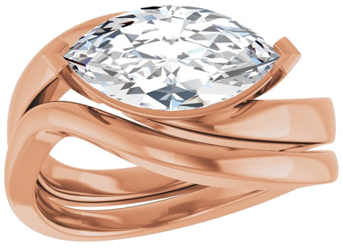 Sužadėtuvių Žiedas „Solitaire Bypass“ 14k rose gold Marquise 12.5mm x 6.5mm (8)
