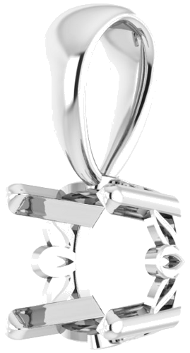 Pakabukas „Solitaire Scroll Setting®“ 585 Baltojo Aukso Cushion 6mm (2)