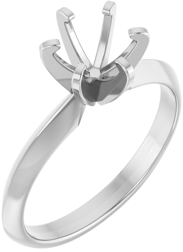 14K White 6.4 mm Round Solitaire Engagement Ring Mounting (1)