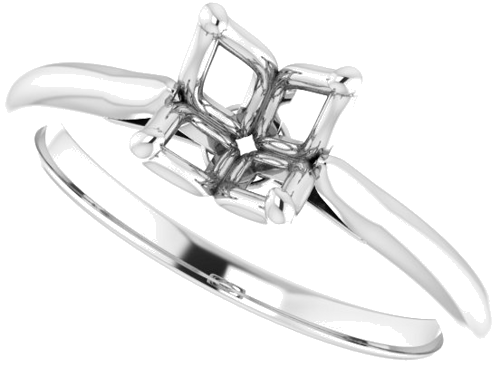14K White  5 mm Square Solitaire Engagement Ring Mounting (5)