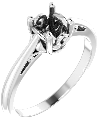 14K White 5.8 mm Round Solitaire Engagement Ring Mounting (1)