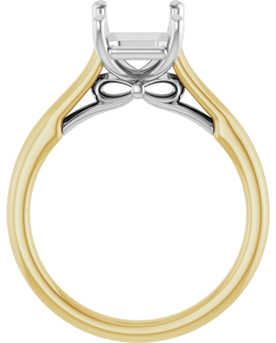 14K Yellow   White  9x7 mm Emerald Solitaire Engagement Ring Mounting (2)