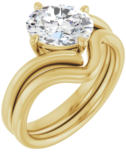 Sužadėtuvių Žiedas „Solitaire Bypass“ 10k yellow gold Oval 9mm x 7mm (6)