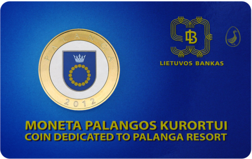 2012 Lietuva Kurorti 2 lati krāsainas jubilejas Proof monētas kartē (2)