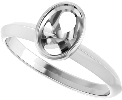 Sužadėtuvių Žiedas „Solitaire“ 585 Baltojo Aukso Oval 7mm x 5mm (5)