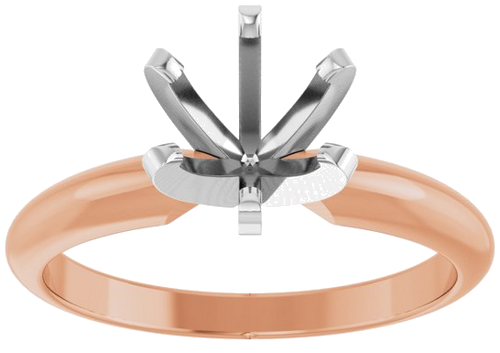 14K Rose White 6-6.6 mm Round Heavy 6-Prong Engagement Ring Mounting (3)