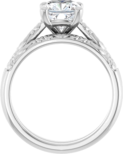 14K White 7 mm Cushion Solitaire Engagement Ring Mounting (7)