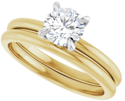 Sužadėtuvių Žiedas „Solitaire“ 585 Baltojo Ir Geltonojo Aukso Round 5.8mm (9)