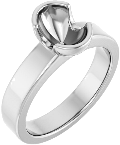 Sužadėtuvių Žiedas „Half-Bezel Solitaire“ 14k white gold Oval 8mm x 6mm (1)