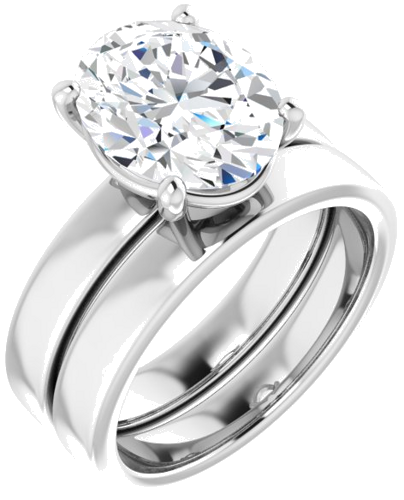 Sužadėtuvių Žiedas „Solitaire“ 14k white gold Oval 11mm x 9mm (6)