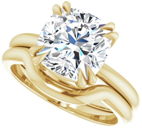 Sužadėtuvių Žiedas „Double Claw-Prong Solitaire“ 18k yellow gold Cushion 9mm (10)